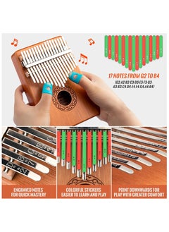 Rubik Kalimba Thumb Piano Beginner Set 17-Key Wooden Thumb Piano Instrument Mahogany Wood Finger Piano with Engraved Notes, Tuning Hammer, Carrying Bag  - Image 5