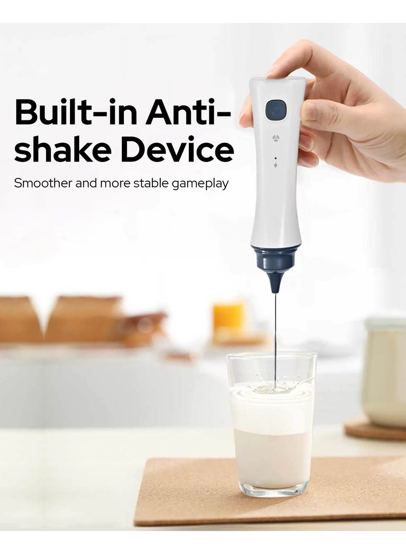كينجوان خفاقة حليب كهربائية محمولة قابلة لإعادة الشحن، مزودة بمضرب مزدوج، شحن سريع، محرك قوي، خلاط يدوي كهربائي، متوافقة مع مطاحن وآلات صنع القهوة - Image 1