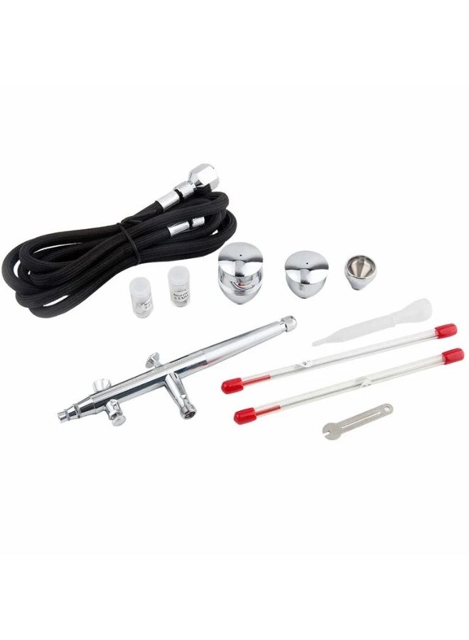 فينجدا مجموعة مسدس اير برش الطلاء Fengda Elite Airbrush 0.2 و0.3 و0.5 مم ذات التغذية بالجاذبية، مزدوجة الحركة، مع 3 أكواب قابلة للتبديل، وفوهات، وأنبوب هواء مضفر بطول مترين (FE-186K) - Image 3