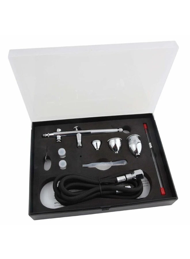 فينجدا مجموعة مسدس اير برش الطلاء Fengda Elite Airbrush 0.2 و0.3 و0.5 مم ذات التغذية بالجاذبية، مزدوجة الحركة، مع 3 أكواب قابلة للتبديل، وفوهات، وأنبوب هواء مضفر بطول مترين (FE-186K) - Image 2
