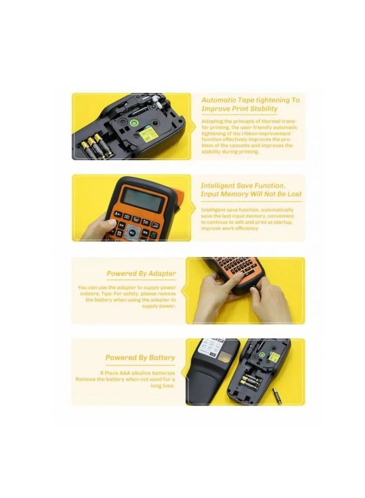 AIMO Handheld Label Maker Machine with Tape - E1000 Pro Portable Label Maker, Label Makers with QWERTY Keyboard, Labeler with Type-C Cable, Easy Label Printer for Industrial, Home, Office Organization  - Image 3