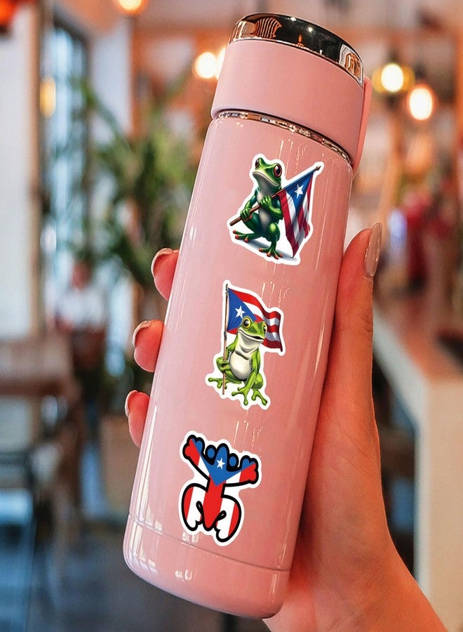 CPORER 50Pcs Funny Puerto Rico Coqui Stickers Cute Coqui Frog Sticker Puerto Rico Flag Decal Stickers for Water Bottle, Hydroflask, Guitar, Luggage, Phone, Case, Laptop, Skateboard, Gift - Image 2