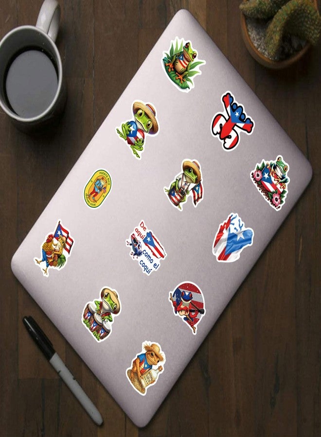 CPORER 50Pcs Funny Puerto Rico Coqui Stickers Cute Coqui Frog Sticker Puerto Rico Flag Decal Stickers for Water Bottle, Hydroflask, Guitar, Luggage, Phone, Case, Laptop, Skateboard, Gift - Image 3