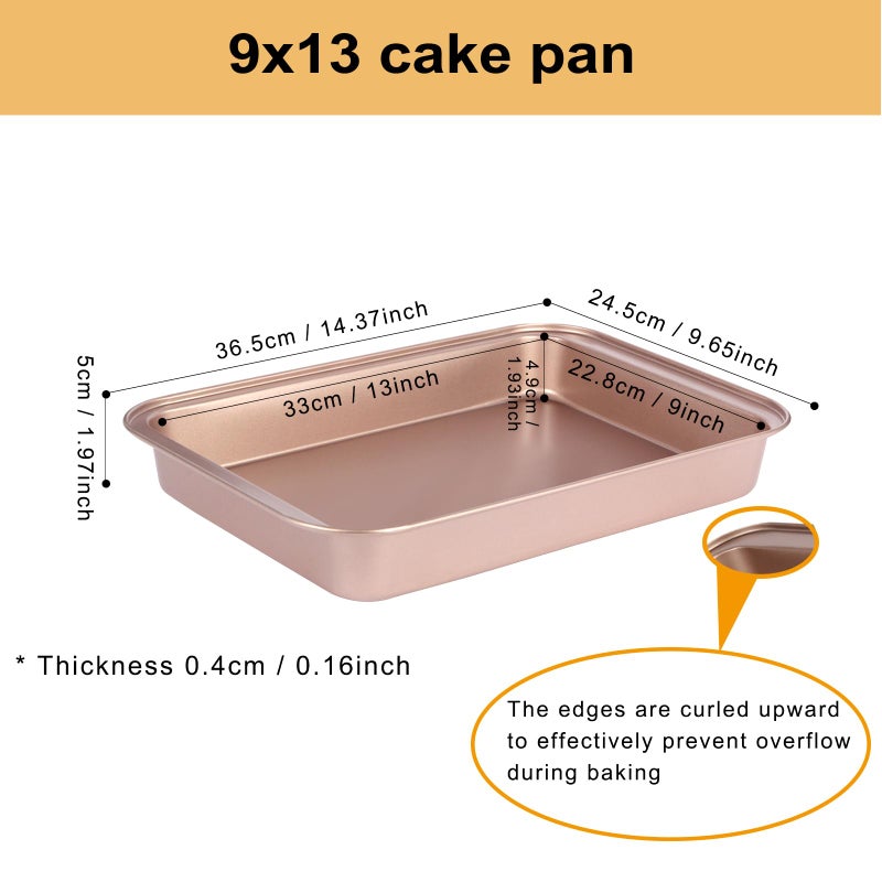 Barlket 9x13 Baking Pan, Rectangle Cake Pan Nonstick, Bakeware Baking Pans for Oven, Easy Clean, Carbon Steel Cake Pan for Lasagna Brownies Casseroles Cakes Pan, Rose Gold - Image 5