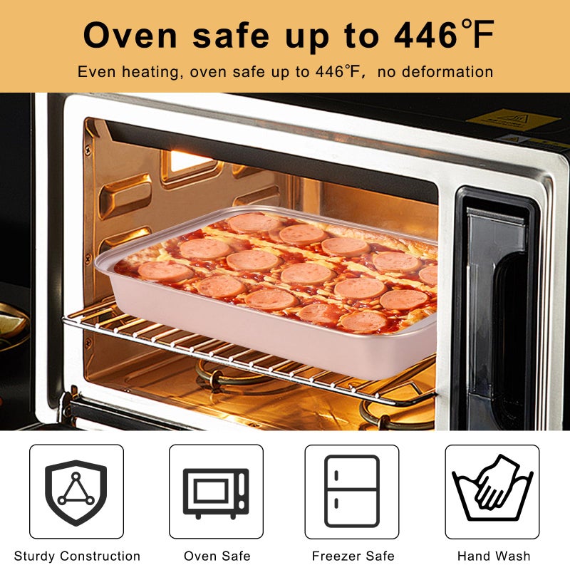 Barlket 9x13 Baking Pan, Rectangle Cake Pan Nonstick, Bakeware Baking Pans for Oven, Easy Clean, Carbon Steel Cake Pan for Lasagna Brownies Casseroles Cakes Pan, Rose Gold - Image 4