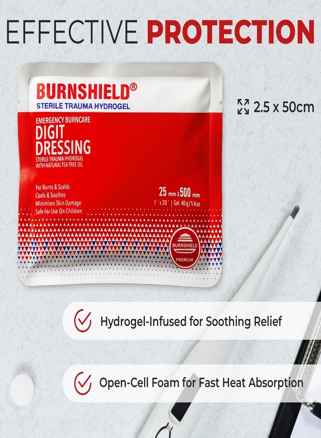 Burnshield Burn Dressing 2.5 x 50cm (3-Pack - Sterile Hydrogel Trauma Pads for Finger and Toe Burns, Scalds & Sunburn Relief – Emergency First Aid Cooling Gel - Individually Wrapped - Image 3