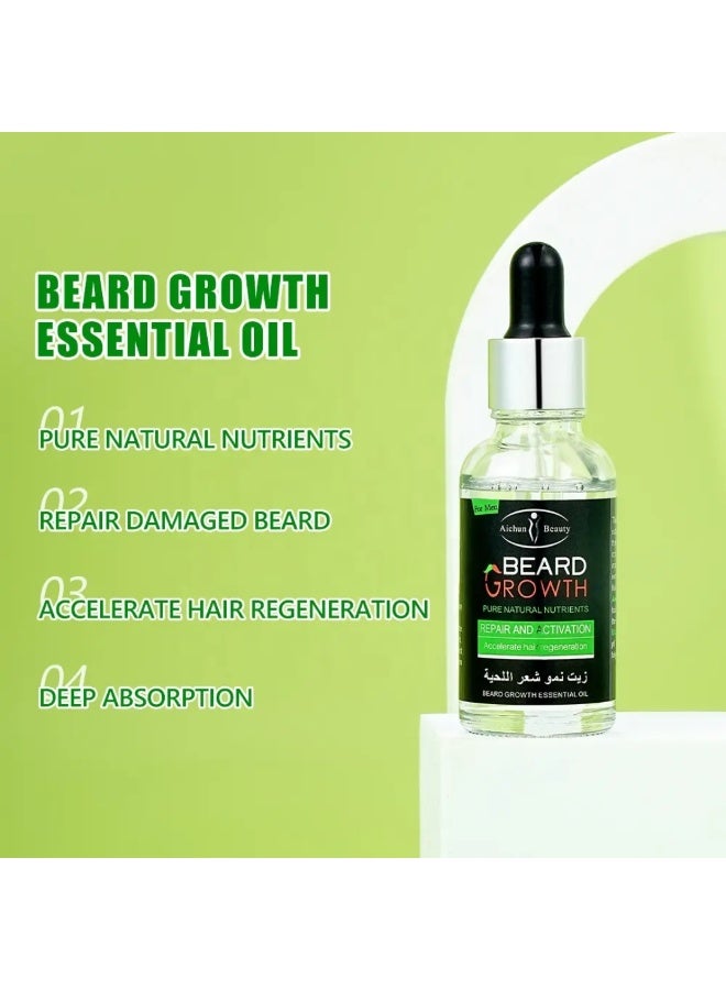 Aichun beauty Beard Care Kit for Dashing Gentlemen Shampoo Balm and Oil Black Beard Grow Oil Set Promotes Growth and Repair Damaged Beard Clean Moisturizing Beard Care Kit Men Beard Grooming Kit - Image 2