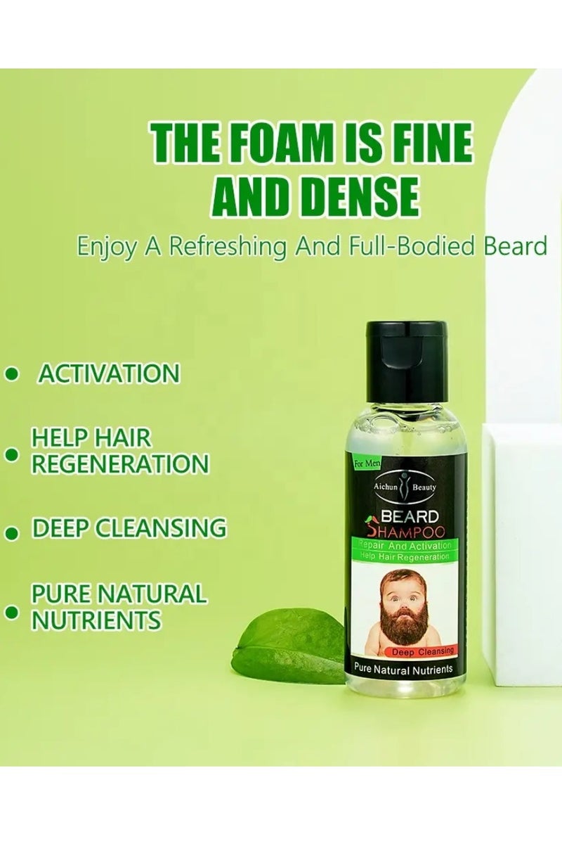 Aichun beauty Beard Care Kit for Dashing Gentlemen Shampoo Balm and Oil Black Beard Grow Oil Set Promotes Growth and Repair Damaged Beard Clean Moisturizing Beard Care Kit Men Beard Grooming Kit - Image 4