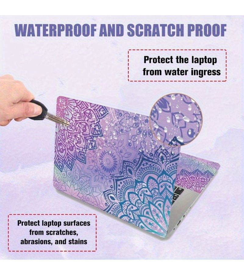 Steel 3Pcs Laptop Skin Sticker Vinyl Decal Set Removable Mandala Keyboard Cover - Image 4