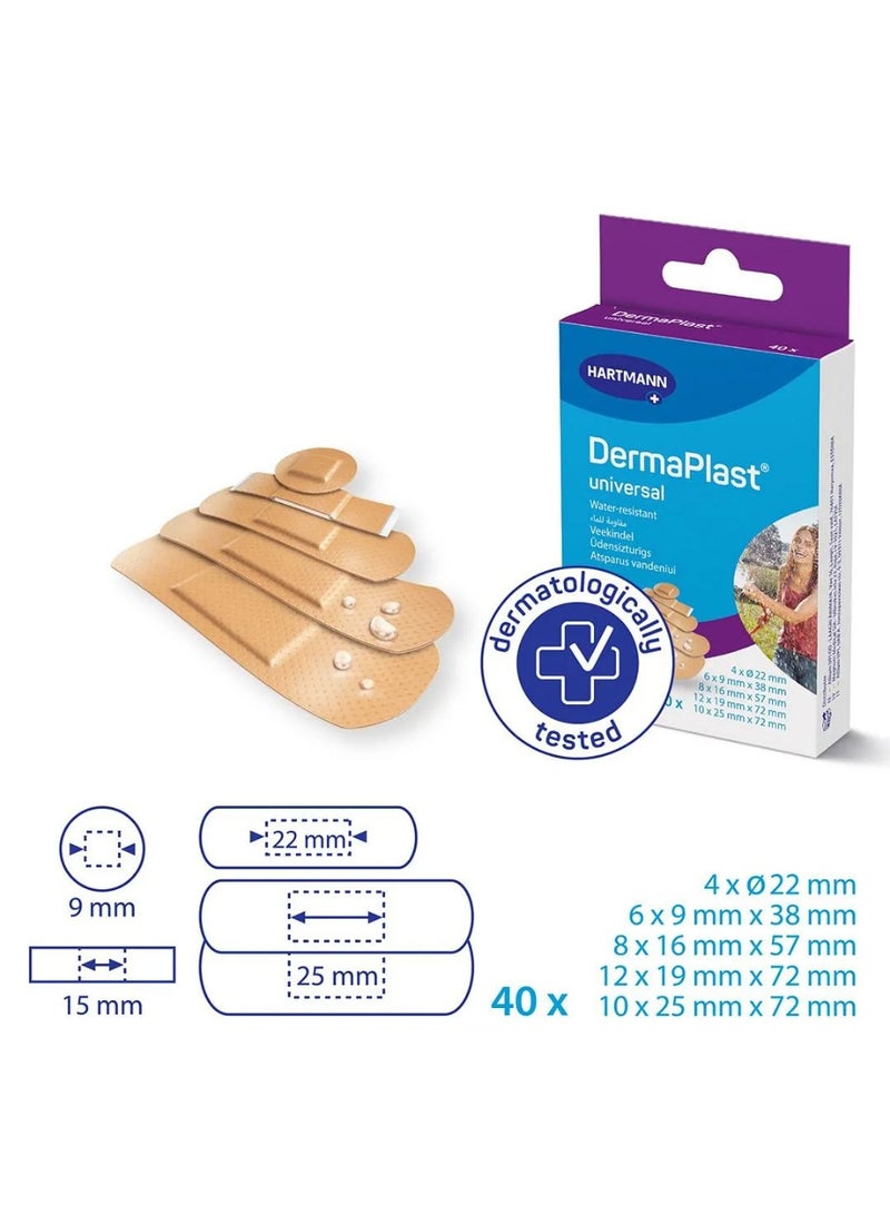 Hartmann Dermaplast Universal Water Resistant Plasters 5 Sizes 40 Pcs - Image 2
