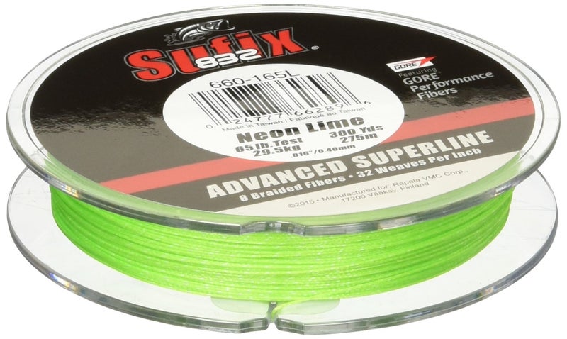 Sufix 832 Braid 20 lb Neon Lime 300 yards - Image 1