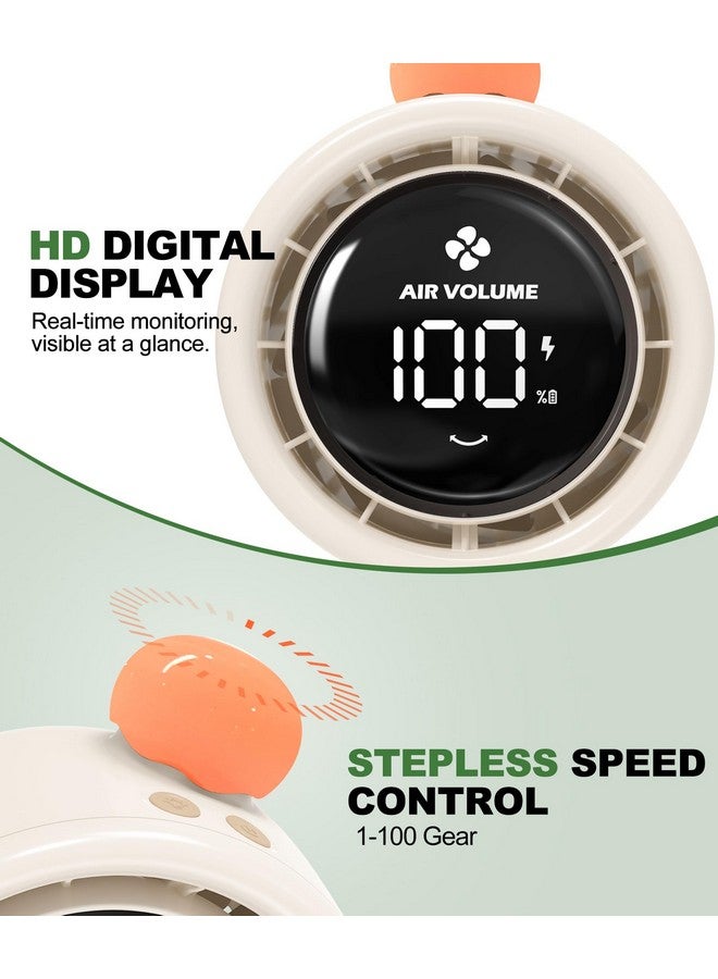 TRELC Baby Stroller Fan Large, Oscillating Turbo Desk Fan Ultra Quiet with LED Display & Night Light, 1-100 Speeds, 3800mA Rechargeable Cooling Safe Personal Cute Fan for Office, Home, Crib (Beige) - Image 3