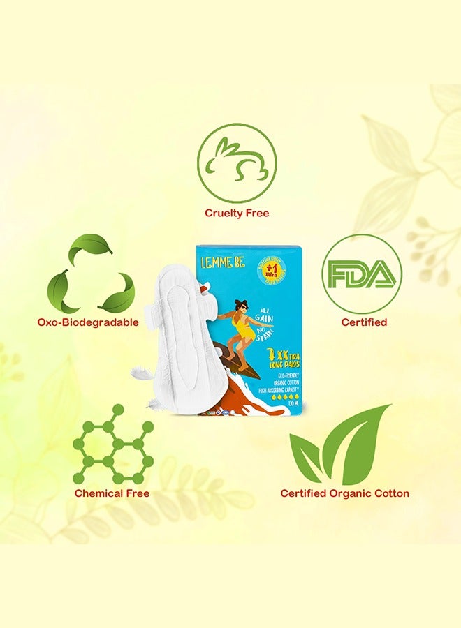 LEMME BE XXL Sanitary Pads Rash Free Xxtra long Sanitary Pads 100% Organic Biodegradable Pads For Women - 7 XXL Pads With Wings For Heavy Flow - Image 4