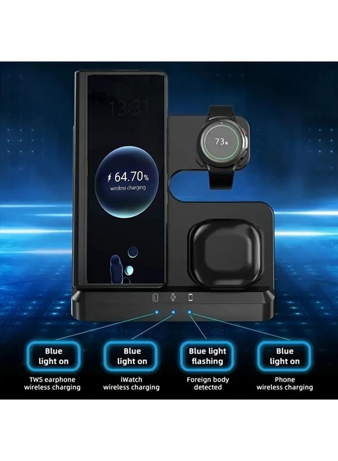 White 3 In 1 Foldable Wireless Charger Stand For Samsung Phone Watch Buds - Image 5