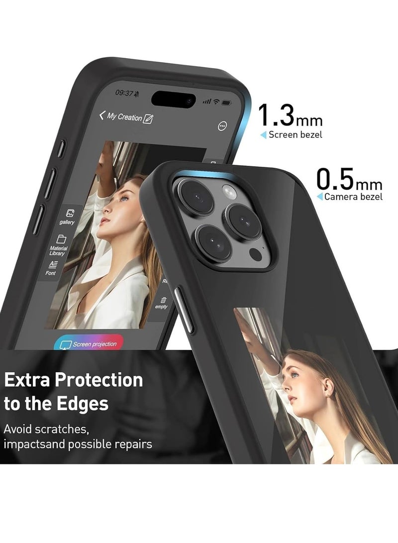 Smart NFC Ink Phone Case Compatible for iPhone 15 Pro Max, Customizable E-Ink Screen DIY Images Long-Lasting Display Fast Transmission (Gray) - Image 2