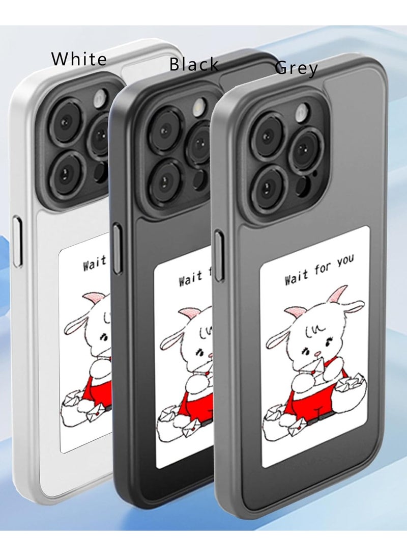 Smart NFC Ink Phone Case Compatible for iPhone 15 Pro Max, Customizable E-Ink Screen DIY Images Long-Lasting Display Fast Transmission (Gray) - Image 3