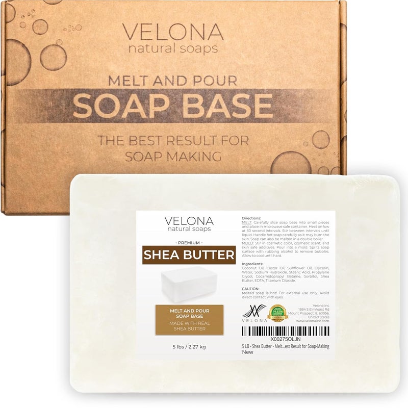 velona 5 LB  Shea Butter  Melt and Pour Soap Base SLSSLES free  Natural Bars for The Best Result for SoapMaking