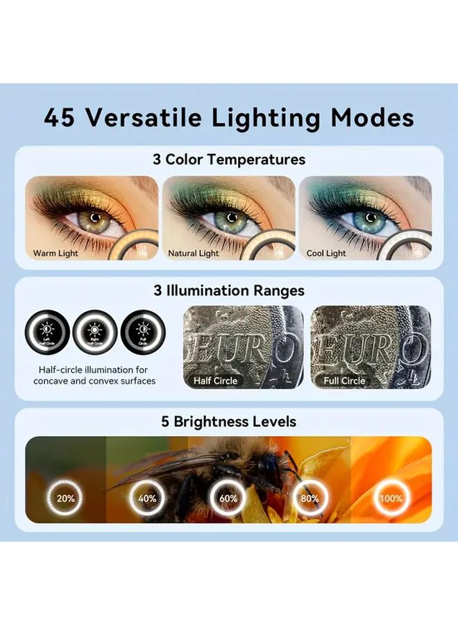 بلاك APEXEL ضوء حلقة LED محمول قابل للتعديل 3 في 1 مع عدسة ماكرو - Image 5