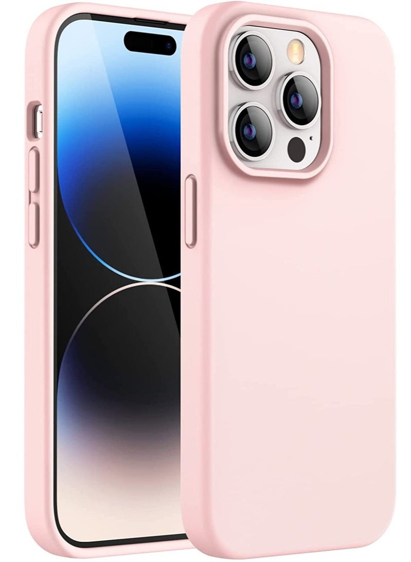 MUNTAQI Silicone Case for iPhone 14 Pro Max 6.7-inch, Silky-Soft Touch Full-Body Protective Phone Case, Shockproof Cover with Microfiber Lining (Pink) - Image 1