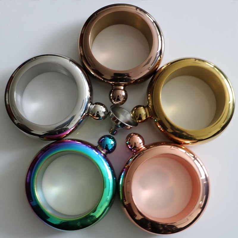 CNFLASK 3.5oz Mirror Polished Silver Bracelet Flask 304 Stainless Steel Bangle Shaped Drinking Flask With Funnel - Image 2