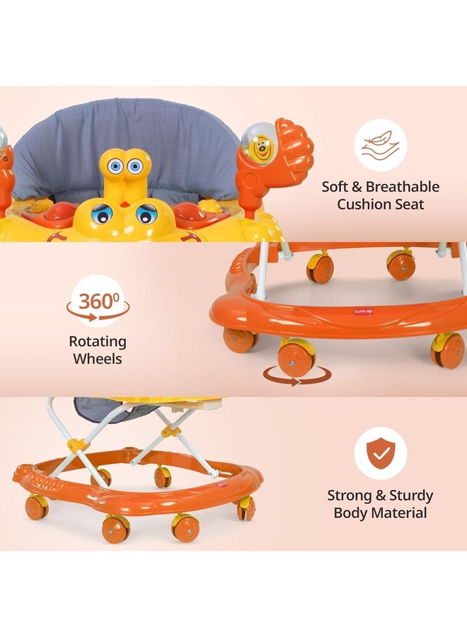 Luvlap Starshine Baby Walker 9+ Months | 3 Level Height Adjustment Walker/Advanced Baby Activity Walker, Orange - Image 3