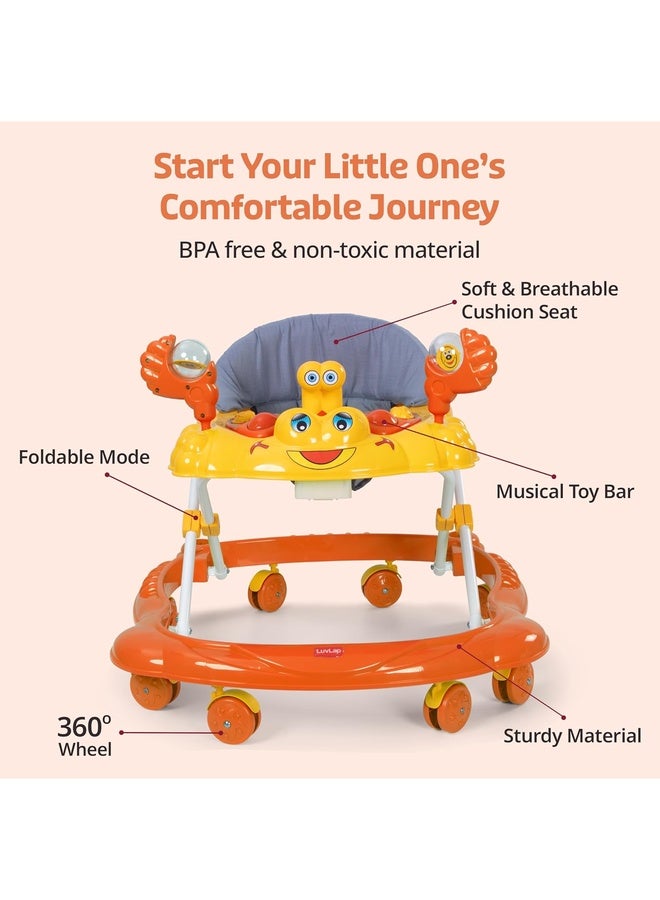 Luvlap Starshine Baby Walker 9+ Months | 3 Level Height Adjustment Walker/Advanced Baby Activity Walker, Orange - Image 2
