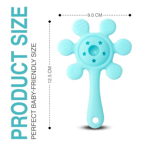Prplet Silicone Baby Teether & Rattle Toy – Soft & Safe for Infants, BPA-Free, Multi-Texture Design for Teething Relief & Early Development (Blue) - Image 3