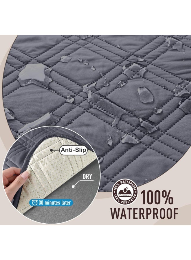 والالا غطاء أريكة مقاوم للماء بنسبة 100% للأريكة ذات المقعد الواحد - واقي غير قابل للانزلاق مناسب للحيوانات الأليفة والأطفال مع جيوب جانبية، واقي أثاث متين قابل للغسل (رمادي غامق) - Image 3