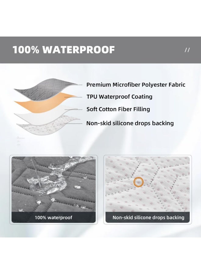 والالا غطاء أريكة مقاوم للماء بنسبة 100% للأريكة ذات المقعد الواحد - واقي غير قابل للانزلاق مناسب للحيوانات الأليفة والأطفال مع جيوب جانبية، واقي أثاث متين قابل للغسل (رمادي غامق) - Image 4