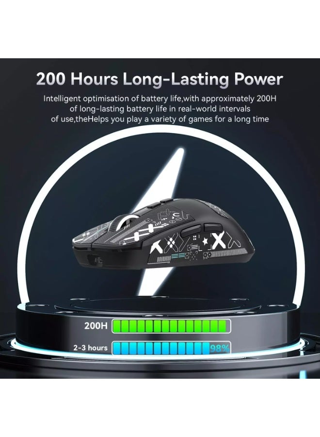 Attack Shark X6 Tri-Mode Wired/Wireless 2.4GHz/BT5.2Gaming Mouse with RGB Backlight Charging Base, 26K DPI, PAW3395 Optical Sensor Lightweight 49G - Image 3