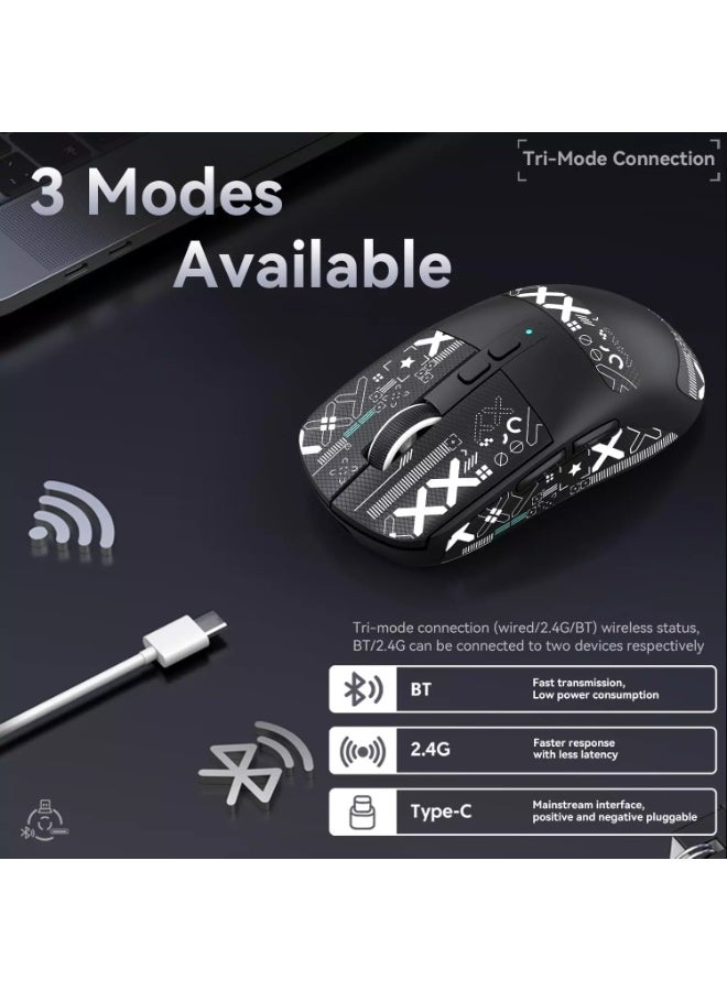 Attack Shark X6 Tri-Mode Wired/Wireless 2.4GHz/BT5.2Gaming Mouse with RGB Backlight Charging Base, 26K DPI, PAW3395 Optical Sensor Lightweight 49G - Image 4