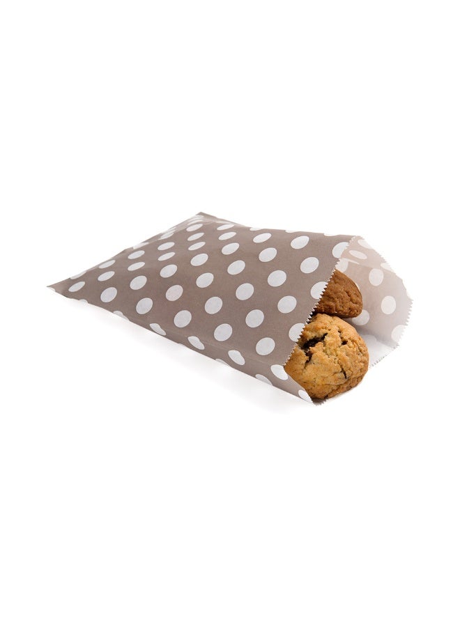 Restaurantware 7 x 5 Inch Cookie Bags, 100 Biodegradable Paper Treat Bags - Use As Party Favors Or Candy Bags, Food Safe, Gray With Polka Dots Paper Food Bags For Baked Goods, For Buffets Or Parties - Image 2