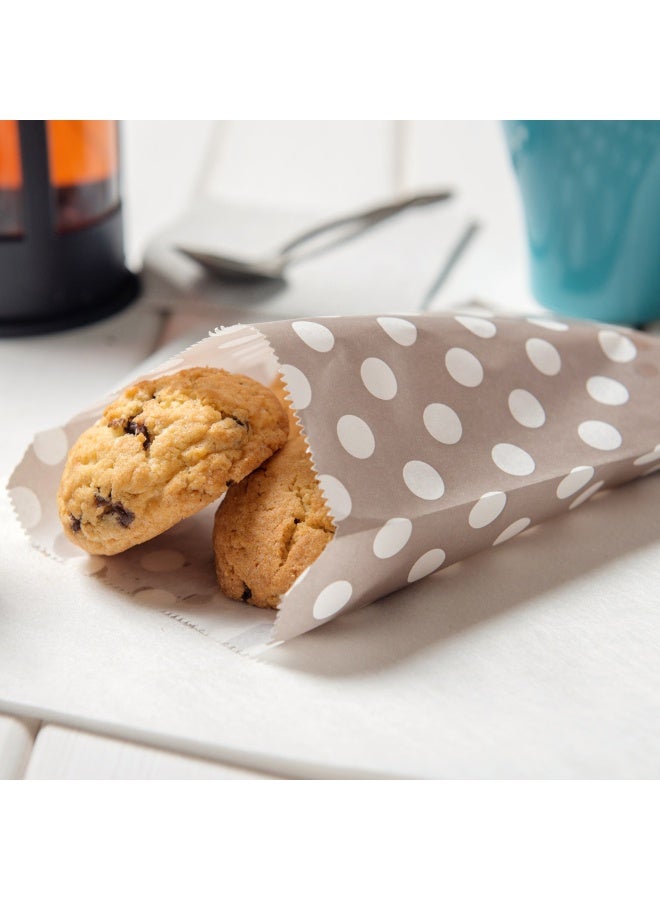 Restaurantware 7 x 5 Inch Cookie Bags, 100 Biodegradable Paper Treat Bags - Use As Party Favors Or Candy Bags, Food Safe, Gray With Polka Dots Paper Food Bags For Baked Goods, For Buffets Or Parties - Image 3