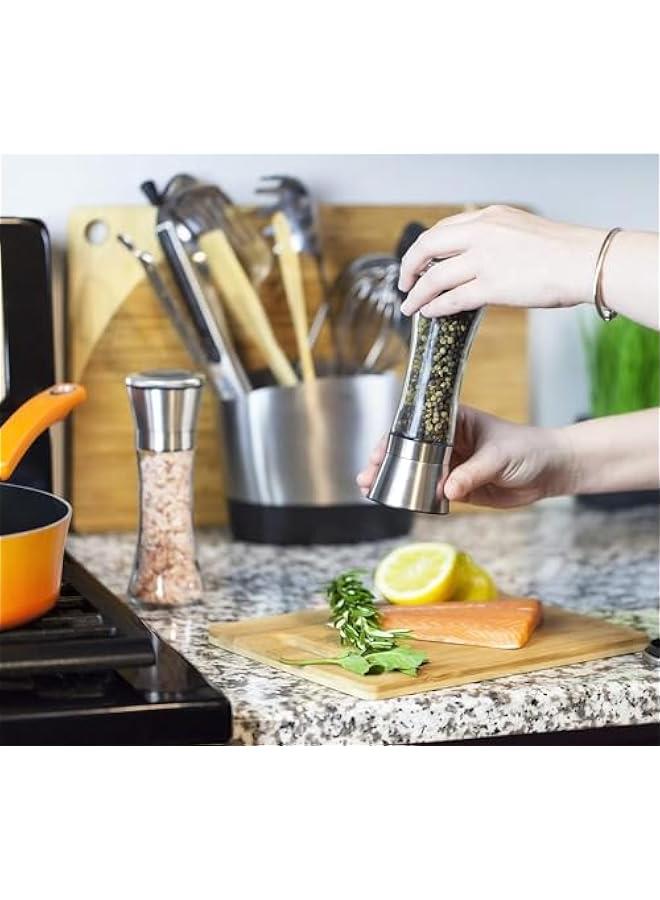 HOOKOR Premium Salt and Pepper Grinder Set of 2,Stainless Steel Black Salt and Pepper Mill with Adjustable Coarseness Salt Shaker Set Spice Grinder Black Pepper Grinder Refillable Home Kitchen - Image 2