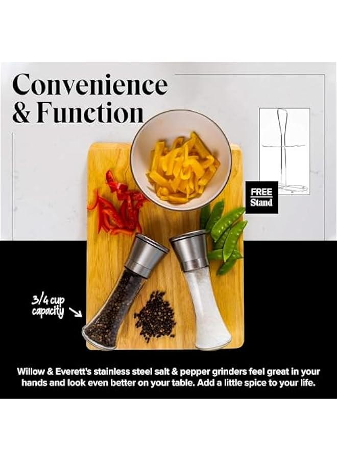 HOOKOR Premium Salt and Pepper Grinder Set of 2,Stainless Steel Black Salt and Pepper Mill with Adjustable Coarseness Salt Shaker Set Spice Grinder Black Pepper Grinder Refillable Home Kitchen - Image 3