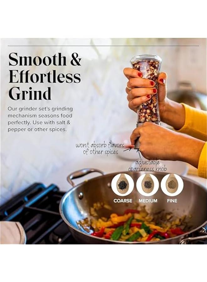 HOOKOR Premium Salt and Pepper Grinder Set of 2,Stainless Steel Black Salt and Pepper Mill with Adjustable Coarseness Salt Shaker Set Spice Grinder Black Pepper Grinder Refillable Home Kitchen - Image 5