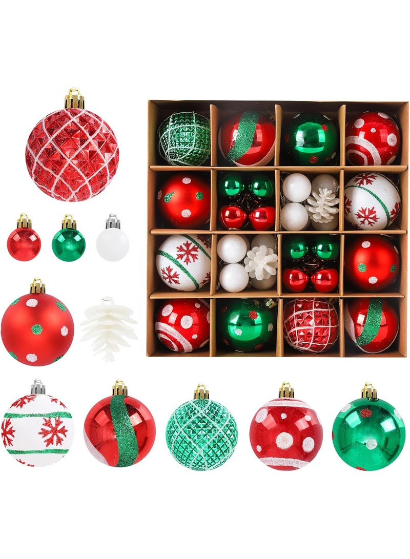 AUTOYSUR 42 PCS Christmas Balls Ornaments Set, Red Green and White Shatterproof Christmas Tree Haning Ball Ornament Decorations for Xmas Holiday Party DÃ©cor - Image 1