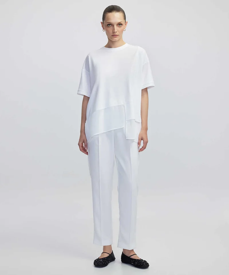Ipekyol Chiffon Trim Asymmetric T-Shirt