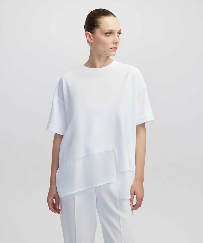 Ipekyol Chiffon Trim Asymmetric T-Shirt