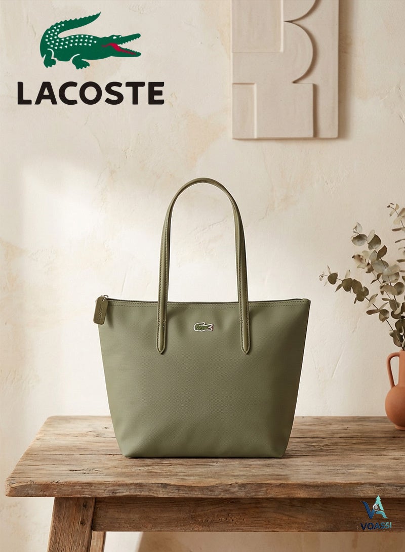 Lacoste Women's L12.12 Concept Fashion Versatile  Camera Bag Large Capacity Zipper Handbag Tote Bag Camera Bag Shoulder Bag Medium green 24cm * 24.5cm * 13cm - Image 1