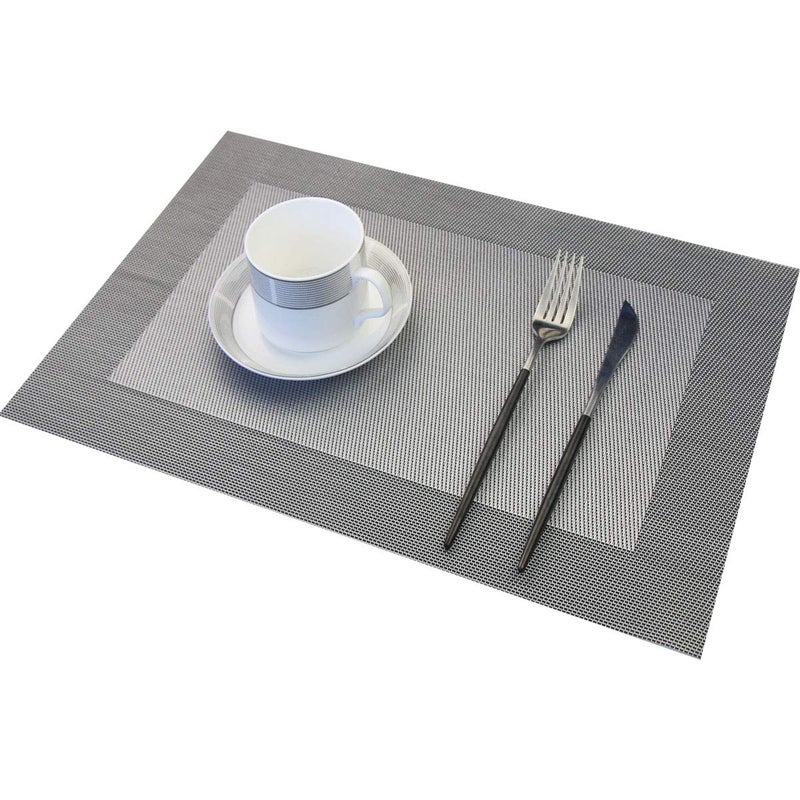 PIGCHCY Placemats Vinyl Washable Table Mats Elegant Non-Slip Placemats for Dinner Table Set of 4 (Silver) - Image 5