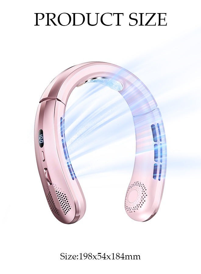 DUNISO مروحة عنق محمولة، مروحة عنق بدون شفرات قابلة للتعديل بيد واحدة مع شاشة LED، مروحة عنق شخصية قابلة لإعادة الشحن عبر USB تعمل بالبطارية للتوظيف، السفر، الرياضة، المنزل، الهواء الطلق - Image 4