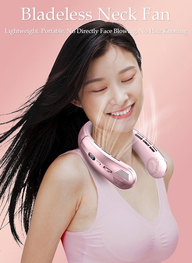 DUNISO مروحة عنق محمولة، مروحة عنق بدون شفرات قابلة للتعديل بيد واحدة مع شاشة LED، مروحة عنق شخصية قابلة لإعادة الشحن عبر USB تعمل بالبطارية للتوظيف، السفر، الرياضة، المنزل، الهواء الطلق - Image 2