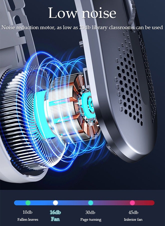DUNISO مروحة عنق محمولة، مروحة عنق بدون شفرات قابلة للتعديل بيد واحدة مع شاشة LED، مروحة عنق شخصية قابلة لإعادة الشحن عبر USB تعمل بالبطارية للتوظيف، السفر، الرياضة، المنزل، الهواء الطلق - Image 3