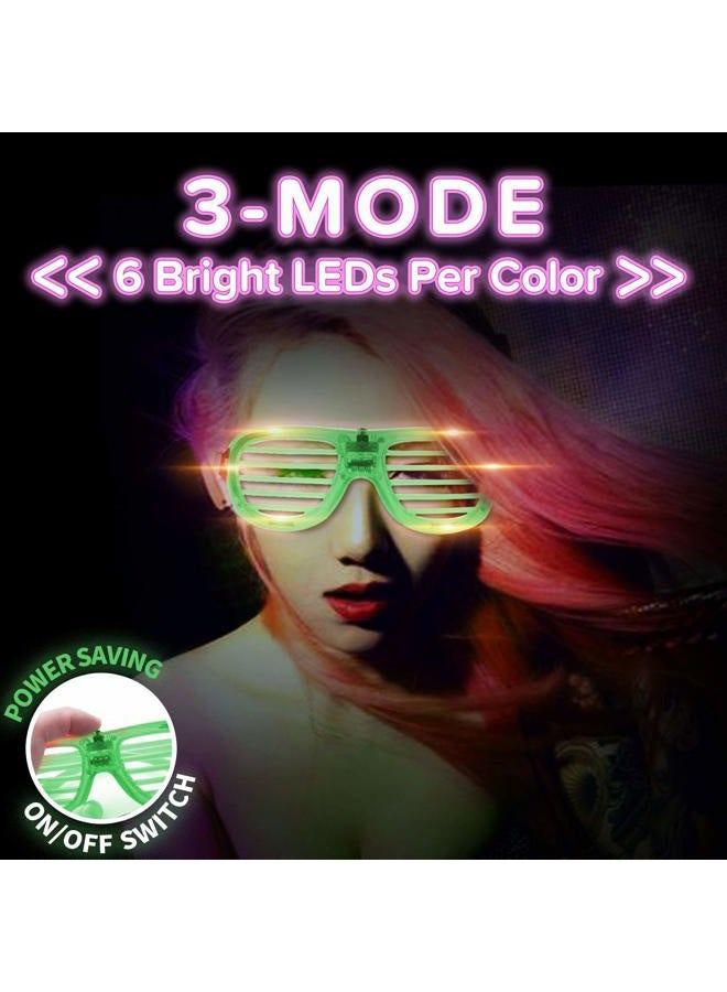 M.best Light Up Glow Glasses, 4 Pack Glow in The Dark LED Shutter Shades Sunglasses Party Supplies for Kids or Adults (Set of 4) - Image 3