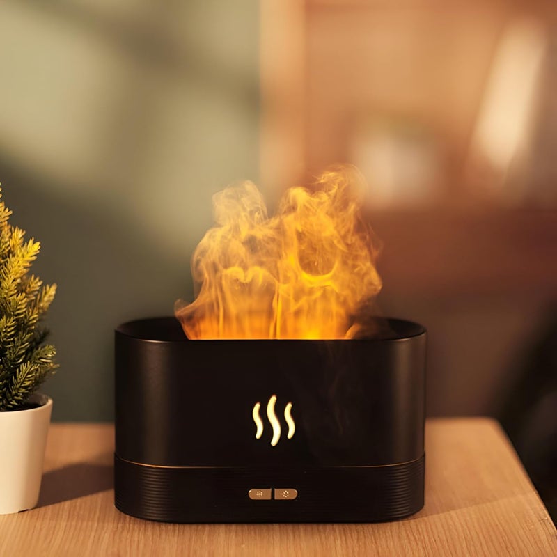 DOEASY Plastic Flame Diffuser HumidifierAuto Off 180Ml Essential Oil Diffuser2 Modes Brightness Aroma Humidifier with Fire Flame Effect for HomeOfficeSpaGym Multicolour - Image 1