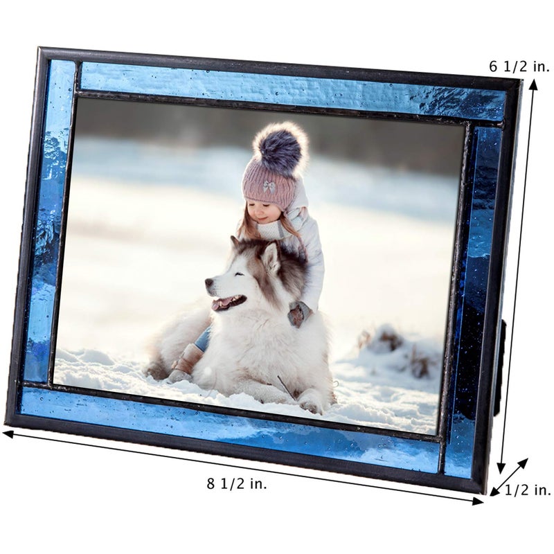 J Devlin Glass Art 5x7 Blue Stained Glass Picture Frame â€“ Vertical or Horizontal Display Pic 324-57HV - Image 3