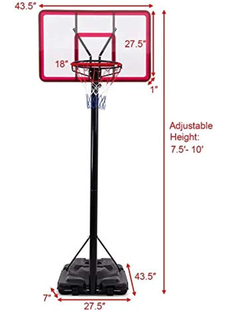 Vitacelli Portable Height Adjustable Basketball Hoop Stand On Wheels, 44 Inch Backboard, Basketball Goals Outdoor Kids Adults Play - Image 2