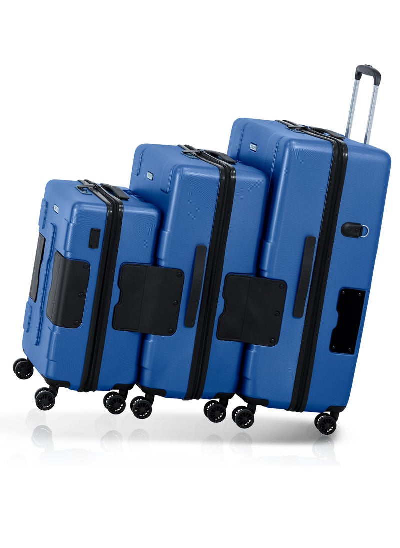 TACH - Connectable 3 Pcs Luggage Set | 22, 24 & 28" Spinner Luggage with TSA Locks | Patented Built-In Connecting System Easily Links 6 Bags | Midnight Blue - Image 1