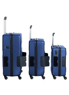 TACH Connectable 3 Pcs Luggage Set | 22, 24 & 28" Spinner Luggage with TSA Locks | Patented Built-In Connecting System Easily Links 6 Bags | Midnight Blue  - Image 3
